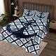 Nautical Anchor Bedding Set, Navy Blue Geometric Plaid Quilt Set, Vintage Far