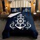 Nautical Anchor Bedding Set, Ocean Sailboat Navy Blue Down Comforter Queen Si