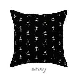 Nautical Anchor Black Throw Pillow Cover w Optional Insert Spoonflower