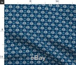 Nautical Anchor Coastal Boating Blue Navy Aqua Sateen Duvet Cover by Roostery