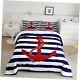 Nautical Anchor Comforter Set, Geometric Stripes Duvet Insert Queen Anchor 1