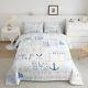 Nautical Anchor Comforter Set King Size, Lake Life Cabin Bedding Set 3pcs For