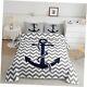Nautical Anchor Comforter Set Size, Geometric Gray Stripe Bedding Queen Anchor 2