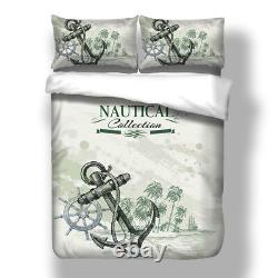 Nautical Anchor Doona Quilt Duvet Cover Set Single/Double/Queen/King Size Bed