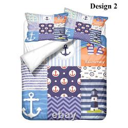 Nautical Anchor Rudder Geometric Adult Kids Bedding Duvet Cover Set Holiday Gift