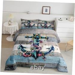 Nautical Anchor Size Comforter Set, Red Starfish Sea Coral Down Queen Multi 16