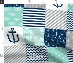 Nautical Chevron Anchor Fish Cheater Nursery Baby Sateen Duvet Cover by Roostery