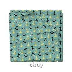 Nautical Coastal Anchor Fishing Fish Boating Sateen Duvet Cover by Roostery