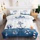 Nautical Comforter Set Queen Size Anchor & Rudder Themed Bedding With 2 Ocean