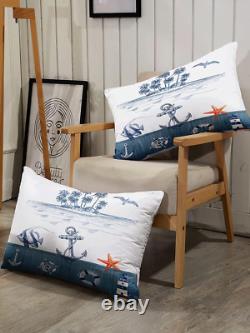 Nautical Comforter Set for Kids and Adults, Queen Size Anchor Rudder Themed Bedd