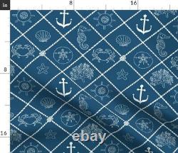 Nautical Crab Anchor Sea Star Starfish Sea Horse Sateen Duvet Cover by Roostery