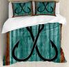 Nautical Duvet Cover Set With Pillow Shams Fishing Lures Anchor Print