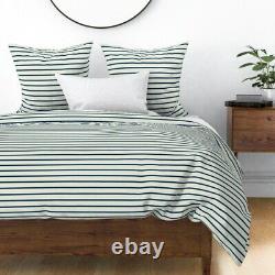 Nautical Stripes Summer Navy Beach Decor Maritime Sateen Duvet Cover by Roostery