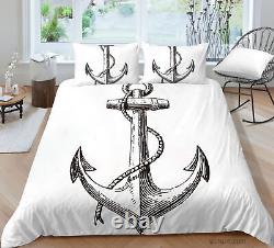 Nautical Theme Duvet Cover, Anchor Print Bedding, Fashion Teenage Bedroom Decor