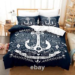 Nautical Themed Anchor Print Stylish Modern Decorative Home Bedding Set