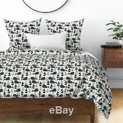 Nautical Whales Whale Anchor Sailboat Nursery Sateen Duvet Cover by Roostery