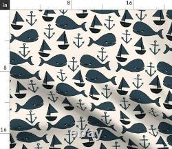 Nautical Whales Whale Anchor Sailboat Nursery Sateen Duvet Cover by Roostery