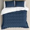 Navy Blue Duvet Cover Set With Pillow Shams Anchors Sea Travel Print