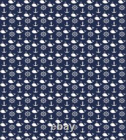 Navy Blue Duvet Cover Set with Pillow Shams Maritime Anchor Whale Print