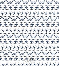 Navy Duvet Cover Set with Pillow Shams Anchor Starfish Sea Life Print