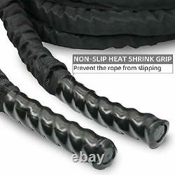 Nylon Covered Heavy Battle Rope 30ft with Anchor kit, 1.5 Inches Diameter