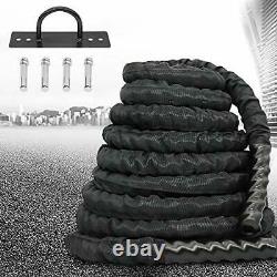 Nylon Covered Heavy Battle Rope 30ft with Anchor kit, 1.5 Inches Diameter