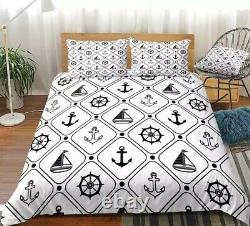 Ocean Nautical Anchor Single Double King Duvet Cover Set Pillow Case Bed Set