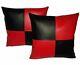 Pillow Cover Cushion Red & Black Classic Leather Decor Set Genuine Soft Lambskin