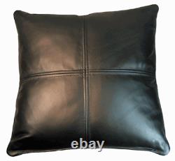 Pillow Cushion Cover Leather Decor Set Home Soft Lambskin Black All sizes 20