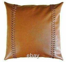 Pillow Leather Cushion New Cover Decor Set Genuine Soft Lambskin Tan All Sizes