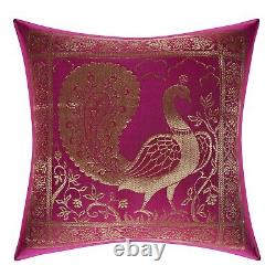 Pink Brocade Silk Cushion Cover Indian Bedding Sofa Pillow Case Cover Throw 12