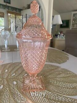 Pink Depression Footed Covered Candy Dish Miss America