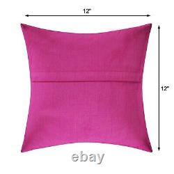 Pink Peacock Bedding Sofa Cushion Cover Indian Brocade Silk Pillow Case Throw