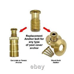 Poolzilla 50 Pack Pool Safety Cover Threaded Brass Insert Screw Bolt for Anchor