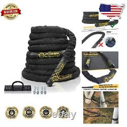 Premium Battle Rope 50FT Adjustable Workout Rope with Anchor Kit Included