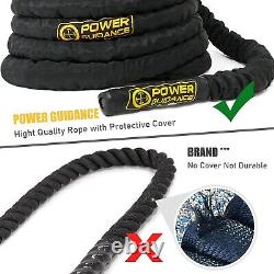 Premium Battle Rope 50FT Adjustable Workout Rope with Anchor Kit Included