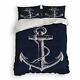 Prime Leader 4 Pcs Bedding Set-nautical Anchor Navy Blue Duvet Cover Set Ultr