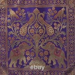 Purple Brocade Silk Cushion Cover Indian Bedding Sofa Pillow Case Cover Throw