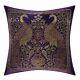 Purple Peacock Sofa Cushion Cover Indian Brocade Silk Pillow Case Cover Throw
