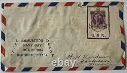 Rare 1932 Naval Ammunition Depot Navy Day Nevada Anchor Cover To Mississippi