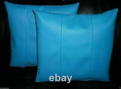 Real Leather Genuine Soft Lambskin Blue Designer Pillow Cushion Home Decor Cover