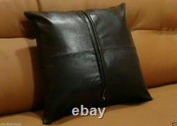 Real Leather Genuine Soft Lambskin Designer Brown PillowCushion Home Décor Cover