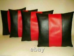 RealLeather Designer Pillow Black Genuine Soft Lambskin Cushion Home Decor Cover