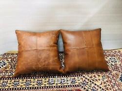 Rectangle Bufaalo Leather Cushion Cover Pillow Case Handmade Home Sofa Grained