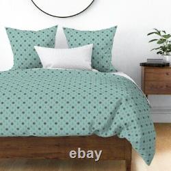 Retro Duck Egg Blue And Brown Anchor Ship Ocean Sateen Duvet Cover by Roostery