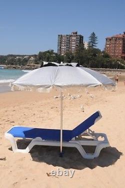 SUPER COOL Beach Umbrella Silver bestUV top&black under, air ventSANDLOK anchor