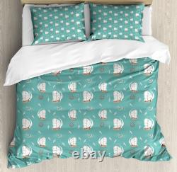 Sailing Duvet Cover Set Pirate Ship Anchor Seagulls