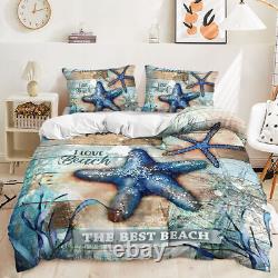 Sea Beach Holiday Starfish Whale Anchor Sailing Colorful Duvet Quilt Cover Set