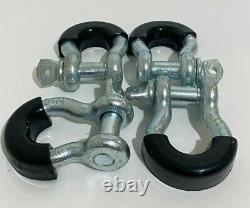 Set of 4 Galvanized Bolt Type Anchor Shackle 3/4 WLL 43/4T & Black Rubber Cover