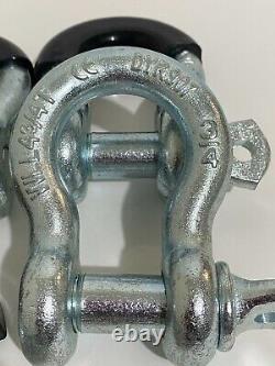 Set of 4 Galvanized Bolt Type Anchor Shackle 3/4 WLL 43/4T & Black Rubber Cover